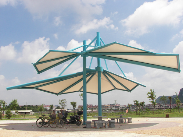 公園膜傘膜結(jié)構(gòu)遮陽棚JY-100MS，遮陽棚景觀安裝定制