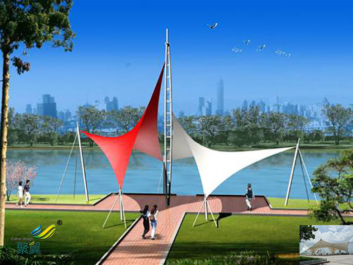 山東膜結構景觀張拉膜雨棚公司工程價格設計圖片