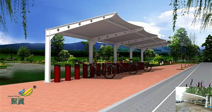 山東張拉膜結構定制停充電樁車棚造價景觀
