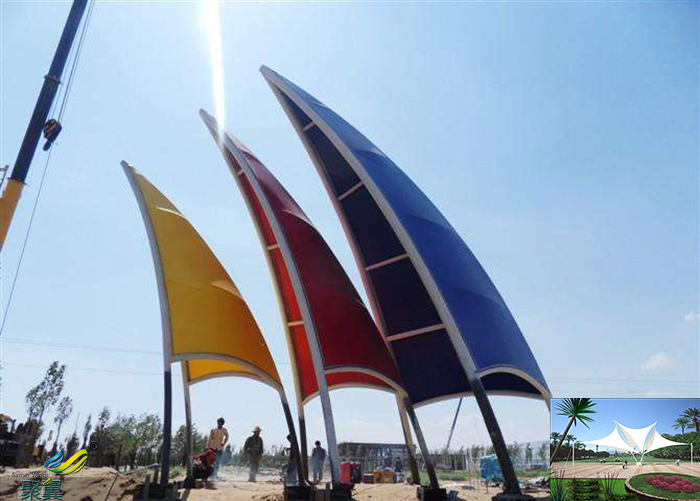 山東膜結構景觀張拉膜材料車雨棚設計價格效果圖