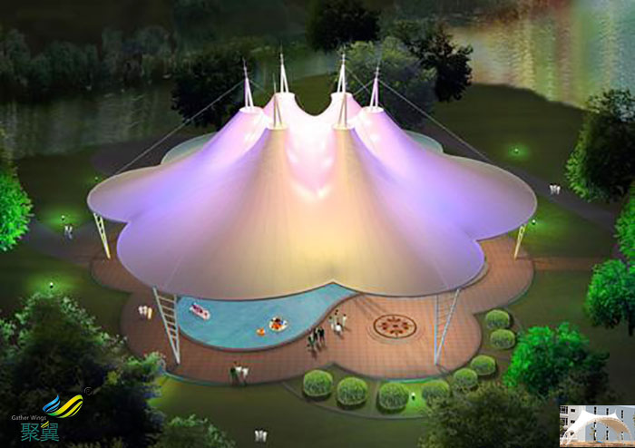 天津屋頂活動社區舞臺膜結構設計圖