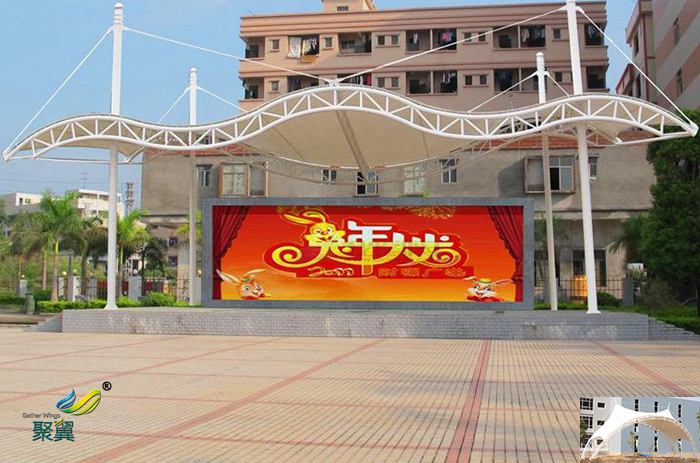 馬鞍山膜結構活動屋頂社區舞臺膜結構設計圖